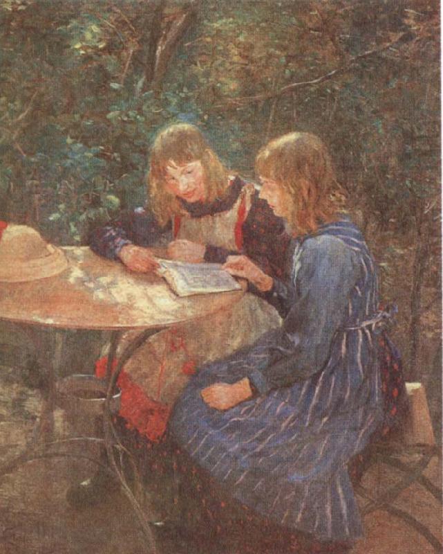 Two daughters in the garden, Fritz von Uhde